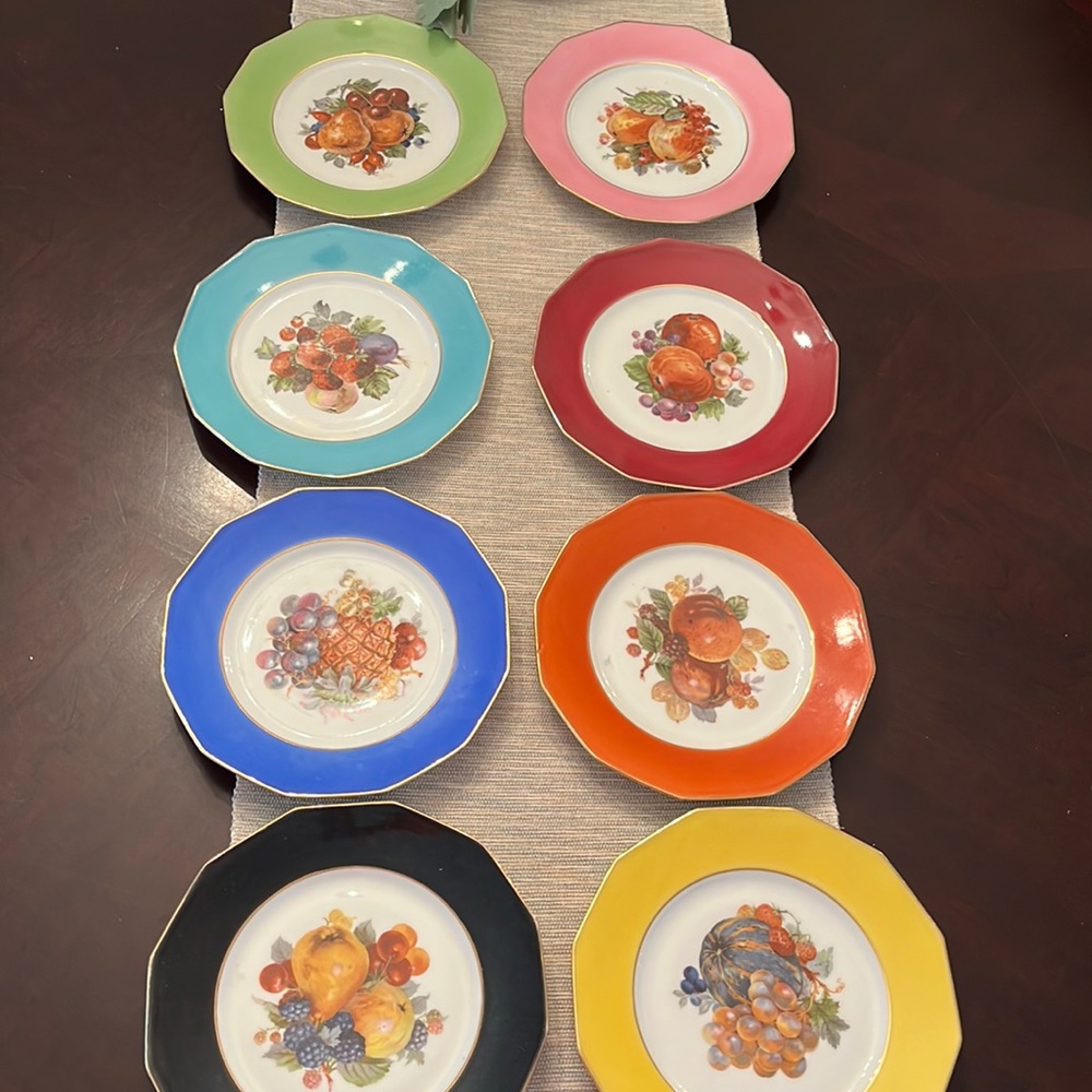 Vintage Marks Rosenfeld fruit plates set of 8